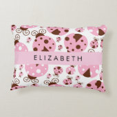 Patroon van lieveheersbeestjes, roze lieveheersbee accent kussen (Achterkant)