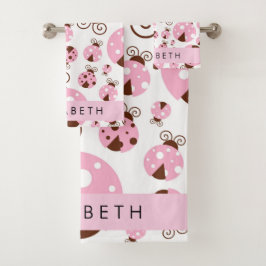 Patroon van lieveheersbeestjes, roze lieveheersbee bad handdoek