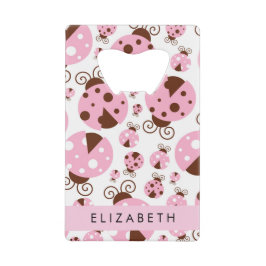Patroon van lieveheersbeestjes, roze lieveheersbee creditkaart flessenopener