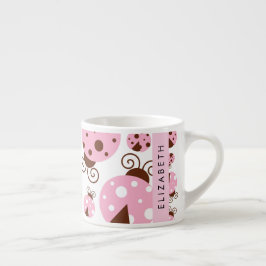 Patroon van lieveheersbeestjes, roze lieveheersbee espresso kop