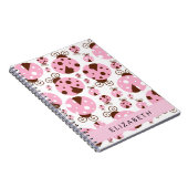 Patroon van lieveheersbeestjes, roze lieveheersbee notitieboek (Rechterzijde)