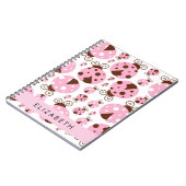 Patroon van lieveheersbeestjes, roze lieveheersbee notitieboek (Linkerzijde)