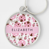 Patroon van lieveheersbeestjes, roze lieveheersbee sleutelhanger (Voorkant)