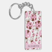 Patroon van lieveheersbeestjes, roze lieveheersbee sleutelhanger (Voorkant Links)