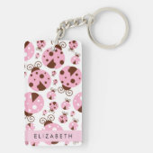 Patroon van lieveheersbeestjes, roze lieveheersbee sleutelhanger (achterkant)