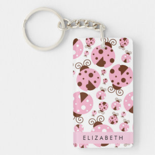 Patroon van lieveheersbeestjes, roze lieveheersbee sleutelhanger