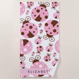 Patroon van lieveheersbeestjes, roze lieveheersbee strandlaken