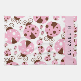 Patroon van lieveheersbeestjes, roze lieveheersbee theedoek