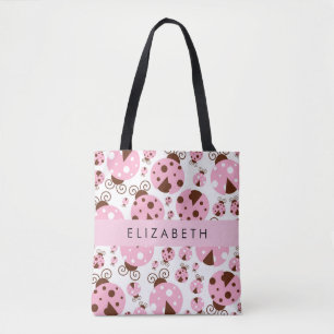 Patroon van lieveheersbeestjes, roze lieveheersbee tote bag