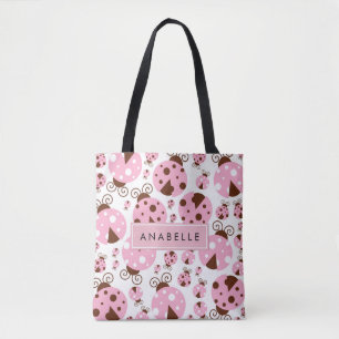 Patroon van lieveheersbeestjes, roze lieveheersbee tote bag