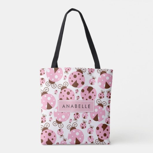 Patroon van lieveheersbeestjes, roze lieveheersbee tote bag (Achterkant)