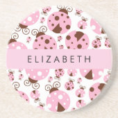 Patroon van lieveheersbeestjes, roze lieveheersbee zandsteen onderzetter (Voorkant)