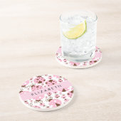 Patroon van lieveheersbeestjes, roze lieveheersbee zandsteen onderzetter (Zijkant)