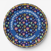 Patroon van luchtballonnen. Navy Blue-achtergrond Papieren Bordje (Voorkant)