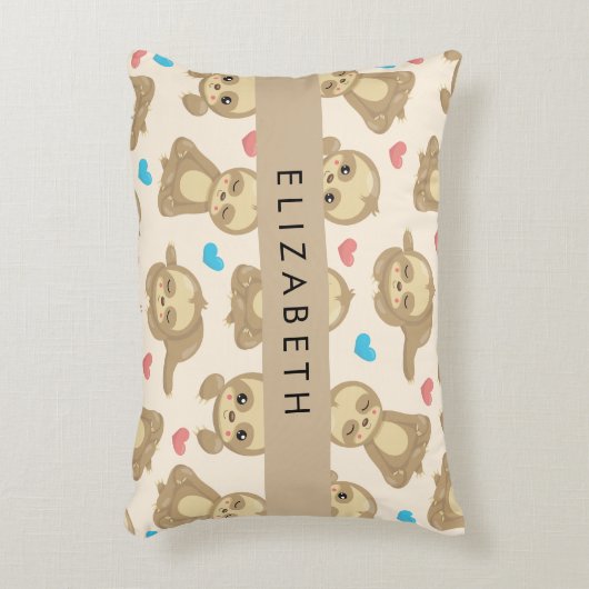 Patroon van luiaards, schattige luiaards, harten, accent kussen (Voorkant(Verticaal))