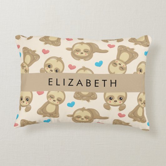 Patroon van luiaards, schattige luiaards, harten,  accent kussen (Achterkant)