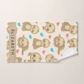 Patroon van luiaards, schattige luiaards, harten,  bad handdoek (Handdoek)
