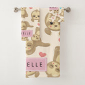 Patroon van luiaards, schattige luiaards, harten, bad handdoek (Insitu)