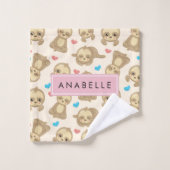 Patroon van luiaards, schattige luiaards, harten, bad handdoek (Wasdoekje)