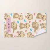 Patroon van luiaards, schattige luiaards, harten, bad handdoek (Handdoek)