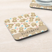 Patroon van luiaards, schattige luiaards, harten,  bier onderzetter (Linkerzijde)