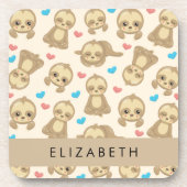 Patroon van luiaards, schattige luiaards, harten,  bier onderzetter (Voorkant)