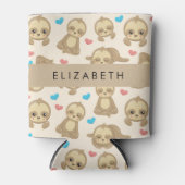 Patroon van luiaards, schattige luiaards, harten, blikjeskoeler (Voorkant)