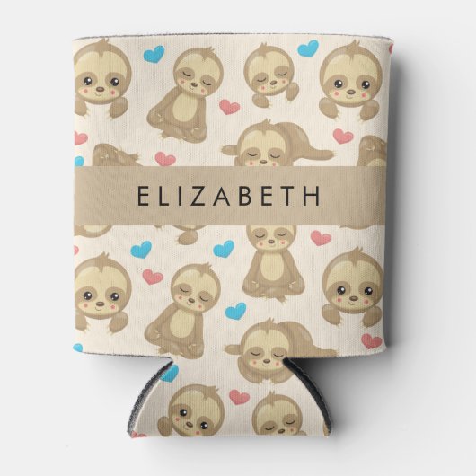 Patroon van luiaards, schattige luiaards, harten, blikjeskoeler (Voorkant)