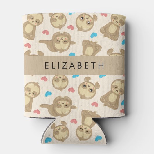 Patroon van luiaards, schattige luiaards, harten, blikjeskoeler (Achterkant)