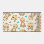 Patroon van luiaards, schattige luiaards, harten,  bureaumat (Voorkant)