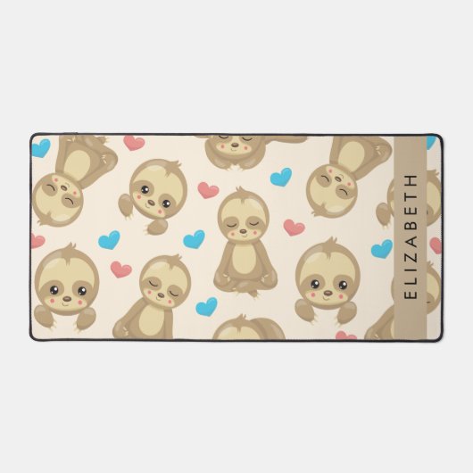 Patroon van luiaards, schattige luiaards, harten,  bureaumat (Voorkant)