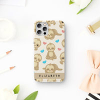 Patroon van luiaards, schattige luiaards, harten, 