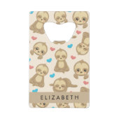 Patroon van luiaards, schattige luiaards, harten,  creditkaart flessenopener (Voorkant)