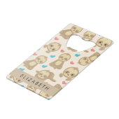 Patroon van luiaards, schattige luiaards, harten,  creditkaart flessenopener (Voorkant Gekanteld)