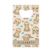 Patroon van luiaards, schattige luiaards, harten,  creditkaart flessenopener (Achterkant)