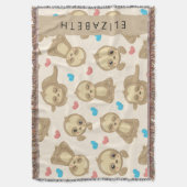 Patroon van luiaards, schattige luiaards, harten,  deken (Voorkant Verticaal)