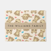 Patroon van luiaards, schattige luiaards, harten,  deurmat (Voorkant)