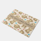 Patroon van luiaards, schattige luiaards, harten,  deurmat (Schuin)