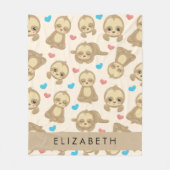 Patroon van luiaards, schattige luiaards, harten,  fleece deken (Voorkant)