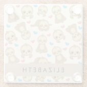 Patroon van luiaards, schattige luiaards, harten,  glazen onderzetter (Achterkant)