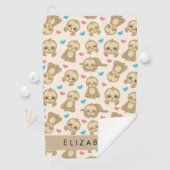 Patroon van luiaards, schattige luiaards, harten,  golfhanddoek (Insitu)