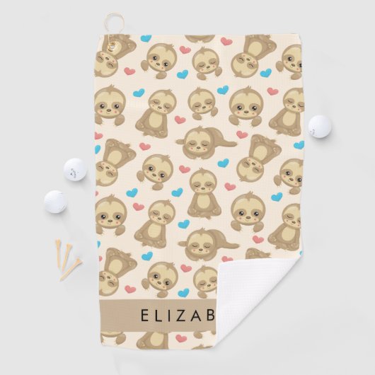 Patroon van luiaards, schattige luiaards, harten,  golfhanddoek (Insitu)