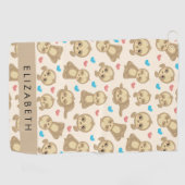 Patroon van luiaards, schattige luiaards, harten,  golfhanddoek (Horizontaal)