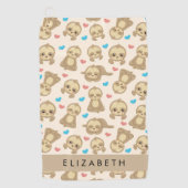 Patroon van luiaards, schattige luiaards, harten,  golfhanddoek (Voorkant)