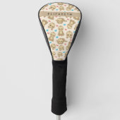 Patroon van luiaards, schattige luiaards, harten,  golfheadcover (Voorkant)