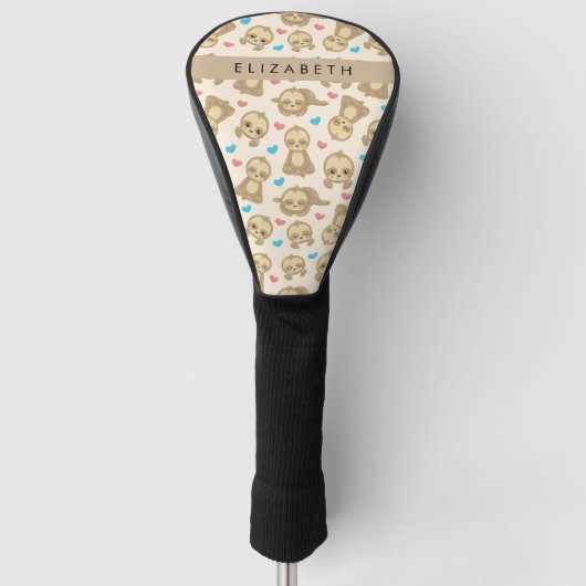 Patroon van luiaards, schattige luiaards, harten,  golfheadcover (Voorkant)
