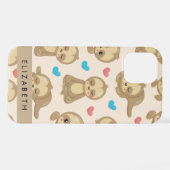 Patroon van luiaards, schattige luiaards, harten, iPhone hoesje (Achterkant horizontaal)