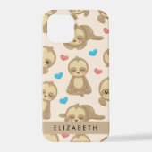 Patroon van luiaards, schattige luiaards, harten, iPhone hoesje (Achterkant)