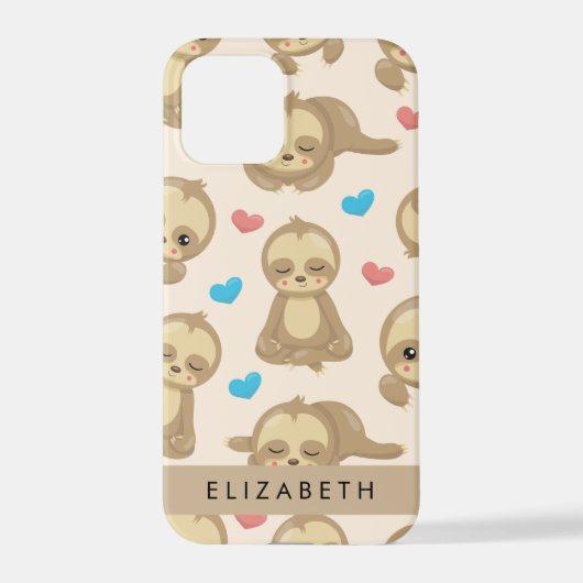 Patroon van luiaards, schattige luiaards, harten, iPhone hoesje (Achterkant)