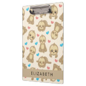 Patroon van luiaards, schattige luiaards, harten,  klembord (Links)